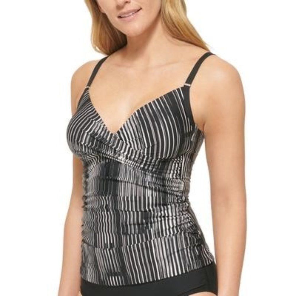 Calvin Klein Twist Front Scoop Back Tummy Control Tankini Top NWT